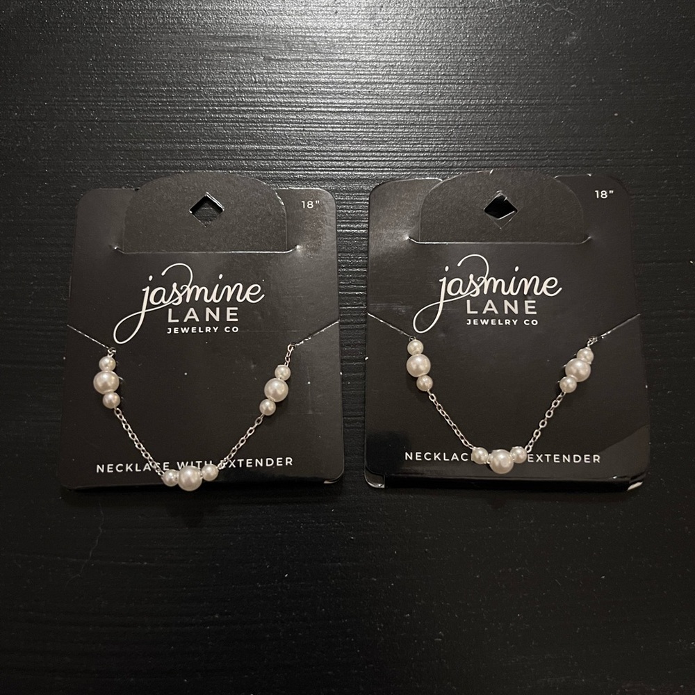 Jasmine Lane Pearl Necklace Set of 2 NWT | 18” w/ Extender | Silver Tone